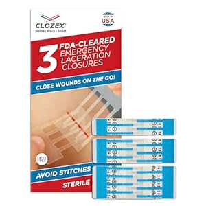 Clozex Emergency Laceration Closures – Repair Wounds Without Stitches, FSA HSA Eligible Skin Closure Device for 3 Individual Wounds Or Combine for Total Length of 3 3/8 Inches