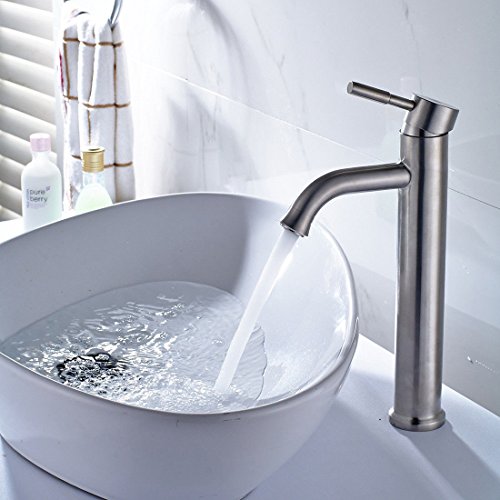 Preisvergleich Produktbild Gyps Faucet Waschtisch-Einhebelmischer Waschtischarmatur Badarmatur Edelstahl Gebürstet Badezimmer Waschtisch Armatur mit Hoher Oberfläche Becken von Kalten und Warmen - Wasserhahn KücheMischbat