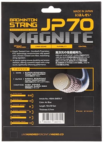 Image of Hundred JP 70 Magnite Badminton String | 0.70 mm High Repulsion & Control | Superior Tension Hold & Shock Absorption | Crisp Hitting Sound