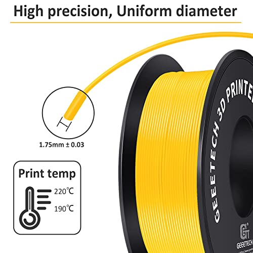 Image of Geeetech Yellow PLA Filament 1.75mm, 3D Printer Filament Dimensional Accuracy + /- 0.02 mm, Upgrade Tidy Winding Tangle-Free, 1kg Spool(2.2lbs) Fit Most FDM 3D Printers