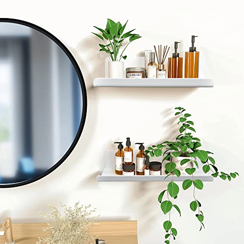 SHEPIN 3er Set Wandregal Ohne Bohren Weiß Schweberegal, 30cm Regal Ohne Bohren aus Acryl Badezimmer Regal Zum Kleben, Wall Shelf Bilderleiste Bücherregal Kleberegal Bad Selbstklebend