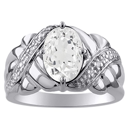 Bague en argent sterling avec topaze blanche, le cadeau idéal pour femme