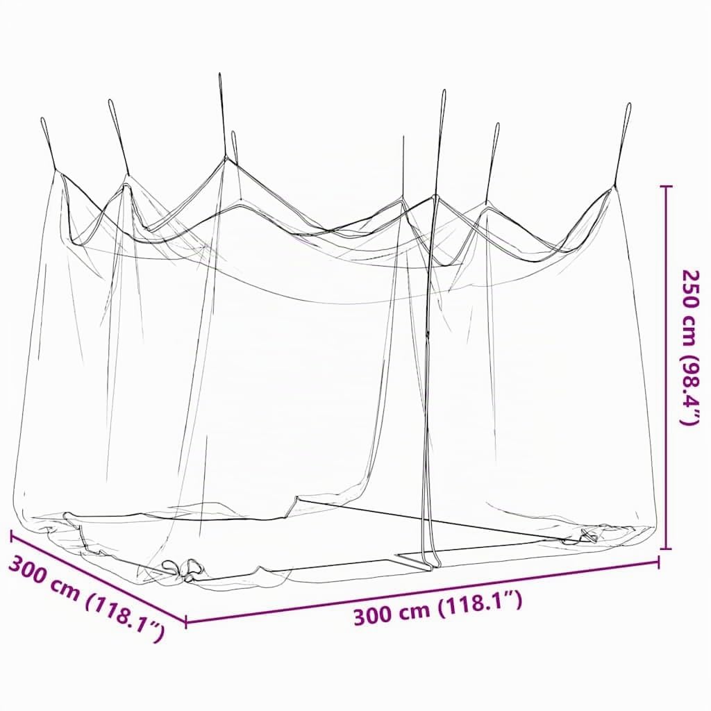 vidaXL Moustiquaire d'extérieur 220 Mailles 300x300x250 cm, moustiquaire pour lit, moustiquaire de Voyage, moustiquaire Portable