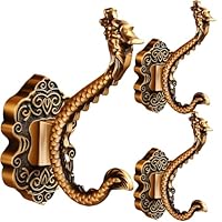Stylitzy 3 Pack Coat Hooks Metal Vintage Dragon Shape Hooks, Heavy Duty Large Double Hook for Wall Hanging Coats, Towels, Robes and Jacket, Wall Mounted Hooks for Living Room (3 Pack Dragon)