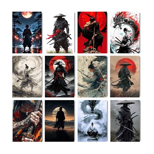Image of Posters Inc Warrior Art Posters for Room Decor, Set of 12, 8x12 inch A4 Sized, Empowering Warrior Posters for Home, Premium Matte Paper, 300 GSM, Birthday Gift for Men, Gluedots Included.