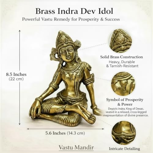Image of Brass Indra Dev Idol, Vastu Remedy for Management & Success