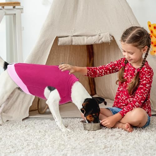 Image of Mihachi Dog Fleece Vest Sweater Zip Up Warm Pullover Step-in Dog Jacket with Dual D-Ring Leash,Winter Cold Weather Reflective Coat Clothes Hoodie for Small Medium Dogs Puppy Cat Boy Girl,Rose Pink M