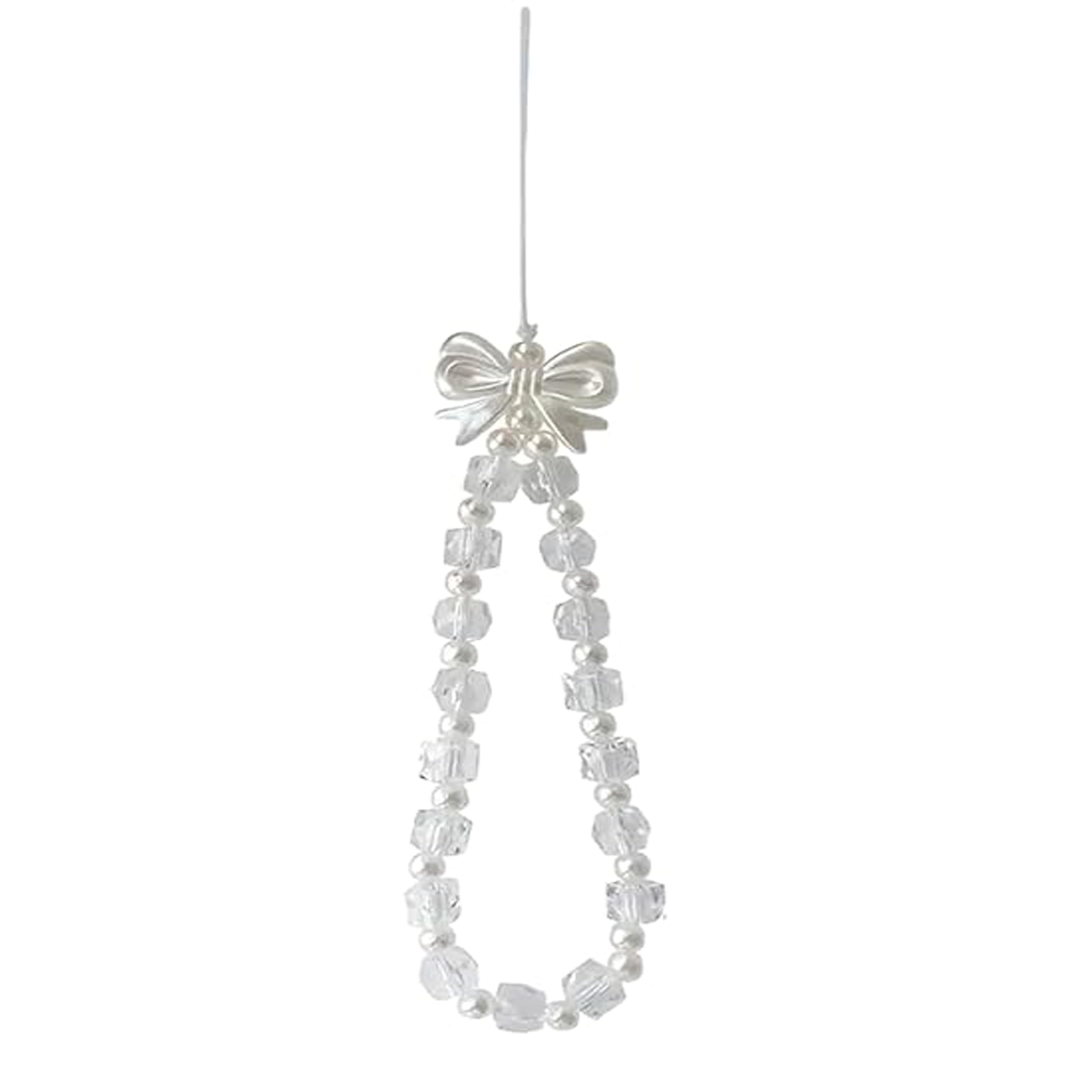 Cell Phone Strap with Crystal Beads and Pearl Design White | Phone Charms | Phone Strap Pearl Phone Charm, Detachable Phone Wrist Strap, Hands-Free Keychain Phone Accessories for Women Girls-image-47