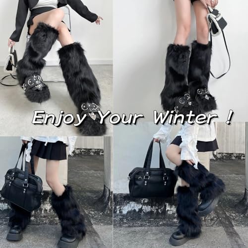 Peecabe Winter Women Faux Fur Fluffy Leg Warmers Fuzzy Long Boot Covers Furry For Christmas2