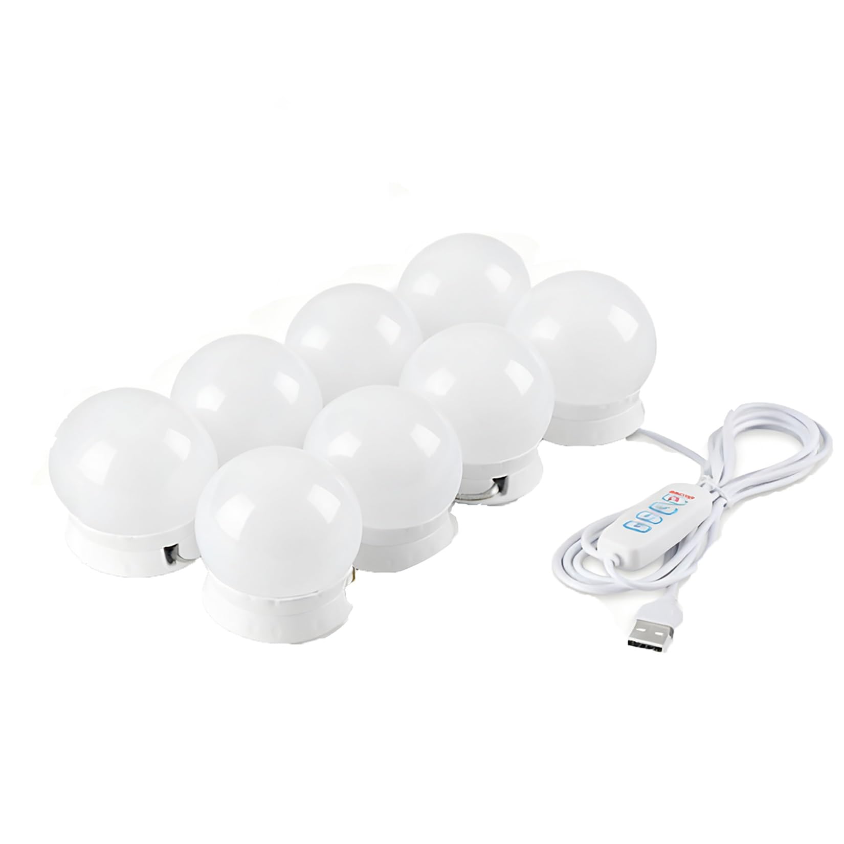 HBBursts Mirror Lights Stick On 12 Bulbs,LED Makeup for Dressing Table, USB Cable Adjustable Cold&Warm Lighting, Vanity Make Up Light for Bathroom Bedroom(8-Light)