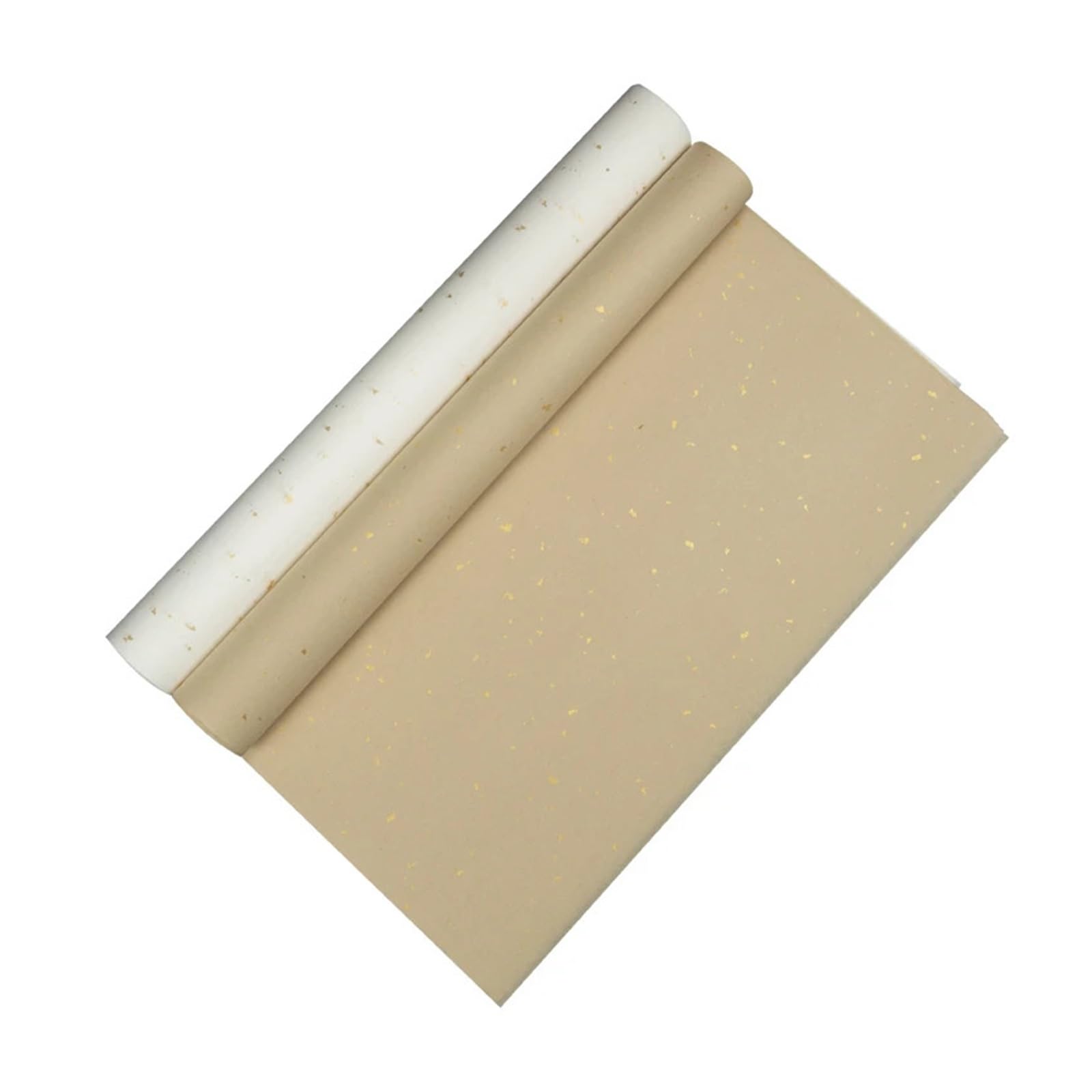 MIUYTRN Ręcznie robiona chińska złota folia pół dojrzały papier ryżowy kaligrafia krajobraz malarstwo tuszem papier ryżowy drzewo sandałowe kora Papier Papel cuicui(Gold foil white,34x138cm)