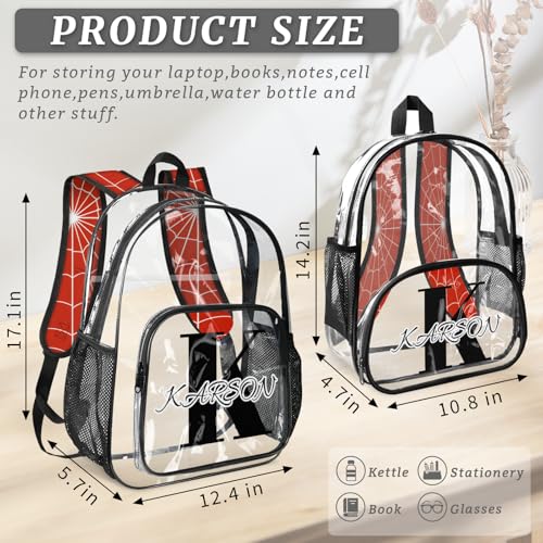 Personalized Spiders Web Small Clear Backpack Stadium Approved Heavy Duty PVC Plastic Custom Transparent Backpacks See Through Bag with Name4