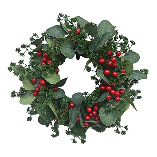 Couronne de Noël porte d'entrée décoration suspendue durable feuille de baies
