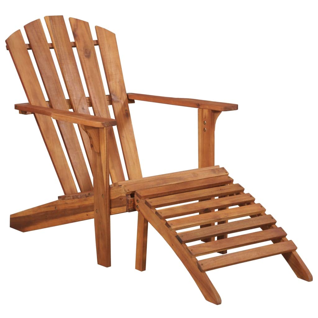 Adirondack - Poltrona da giardino in legno massello di acacia con poggiapiedi, ergonomica, trattata a olio, resistente alle intemperie e facile da pulire, facile da montare