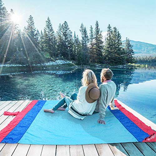WolfWise Sandfree Beach Blanket,40D Nylon Waterproof Beach Mat Extra Large Compact Picnic Mat