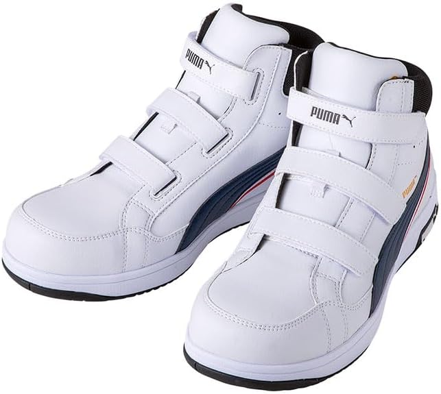 安全靴 PUMA プーマ エアツイスト2.0・ロー・フック&ループ 64204 64205 64206  64207｜作業服・作業着の総合通販専門店【ミチオショップ】 [プーマ] 安全靴 エアツイスト2.0 ミッド 25.0cm PU MODEL H&amp;L 面ファスナー ホワイト 消せるボール