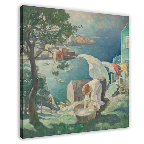 Poster Wash Day Maine Coast N.C. Wyeth cadre toile déco murale mer 50x50