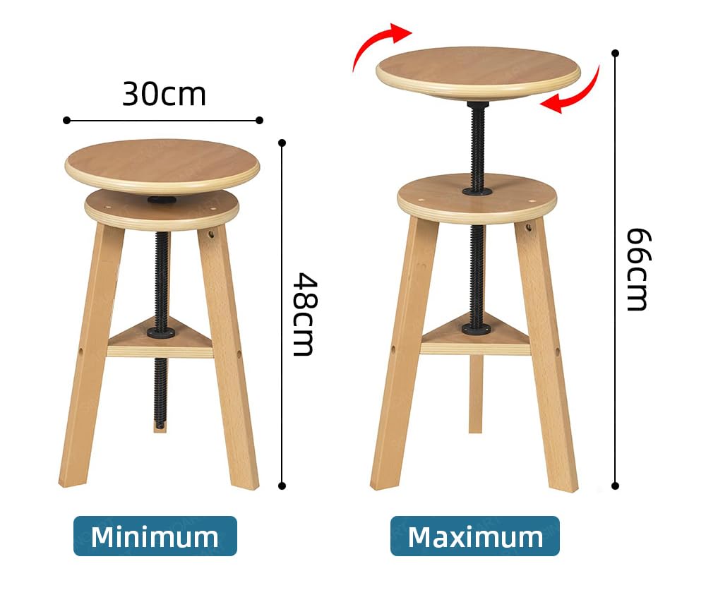 Paintersisters Höhenverstellbarer Malhocker aus Buchenholz – Ideal für Künstler, Küche, Büro, Atelier, Zeichenhocker, Künstlerhocker, Barhocker