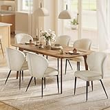 VASAGLE EKHO Collection - Dining Chairs Set of 6, Upholstered Kitchen Chairs, Comfortable Seat, Synthetic Leather with Stitching, Mid-Century Modern, Easy Assembly, Living Room Lounge, Cream White