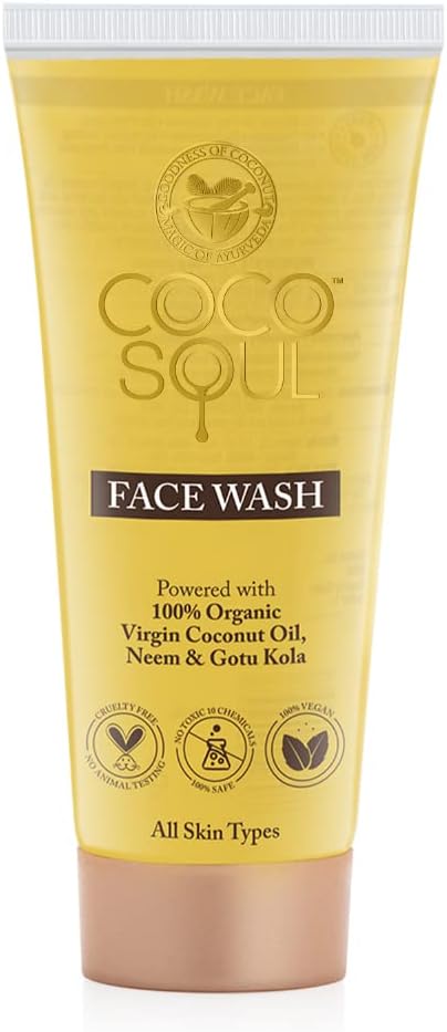 Coco Soul Face Wash with Coconut | Neem & Ayurveda for Pore Cleansing | Hydrating & Instant Glowing Skin| Silicones, Mineral Oil, Paraben & Sulphate Free | Vegan | 100ml