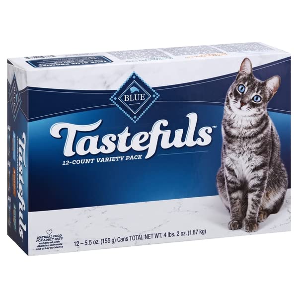 blue buffalo tastefuls wet cat food paté variety pack, made with natural ingredients | chicken, turkey & chicken, and ocean fish & tuna entrées, 5.5-oz. cans (12 count, 4 of each)