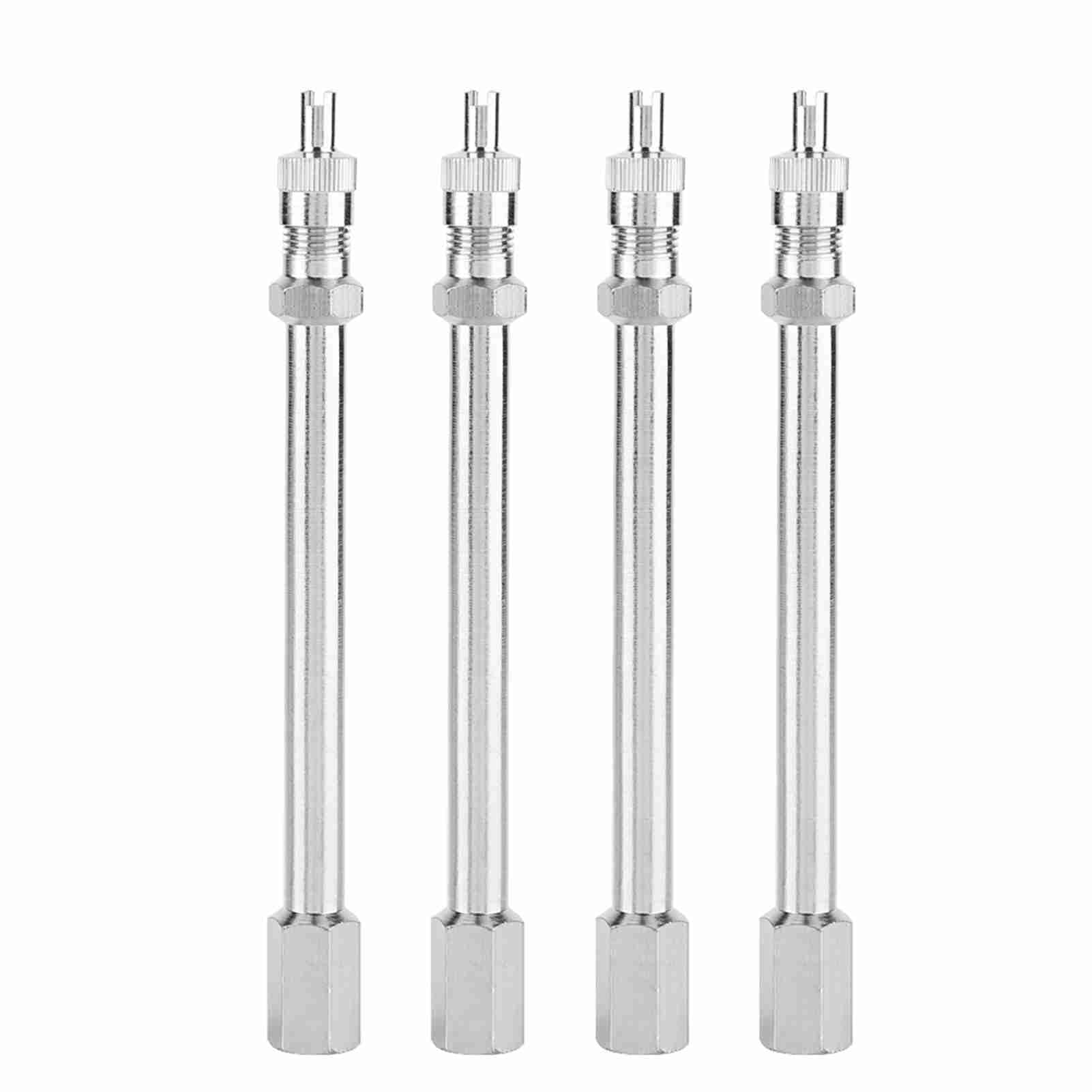 Kodrily 4Pcs Dually Valve Stem Extenders, 4inch 100mm Wheel Tire Valve Stem Extension Rod, Chrome Air Tyre Tire Valve Extender Wheel Adapter for Car Bus Truck Lorry Motorcycle RV