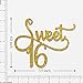 Gold Glitter Sweet 16 Cake Topper - Happy 16th Birthday Party Decoration Supplies - Sweet Sixteen Cake Topper