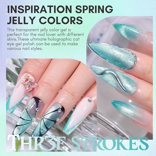 Image of THR3E STROKES 9D Glitter Cat Eye Magnetic Nail Polish Art Manicure DIY at Home Soak Off UV 7.5ML (CE5, 7.5ML)
