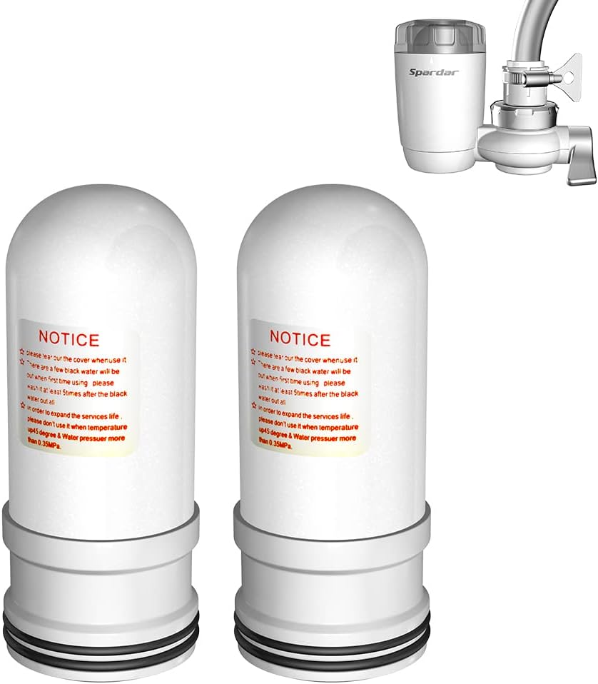 Spardar Faucet Water Filter Filtration System with Ultra Adsorptive Material- Fits SBD07 Standard Faucets (2 Pack)