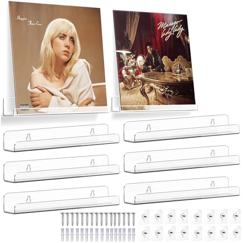 SOYANGNEK レコードラック 壁掛け棚 8個セット 透明アクリル製 LPレコード 収納ラック CDラック ディスプレイ壁 マガジンラック 簡単取付
