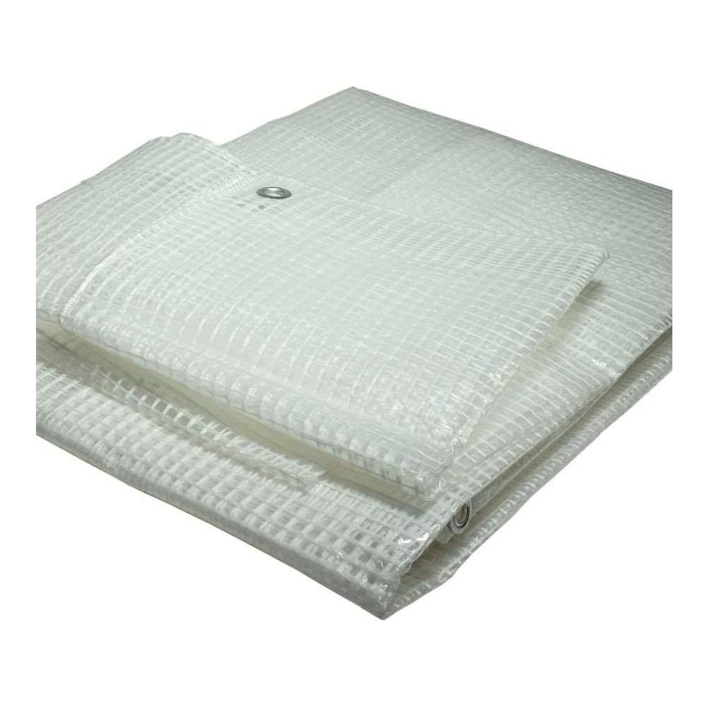 Telo Telone Multiuso Occhiellato Bianco Trasparente Retinato Con Occhielli 140 gr/mq per Esterno Resistente UV Impermeabile per Rimessaggi Tende Balconi Coperture (4x5 mt)