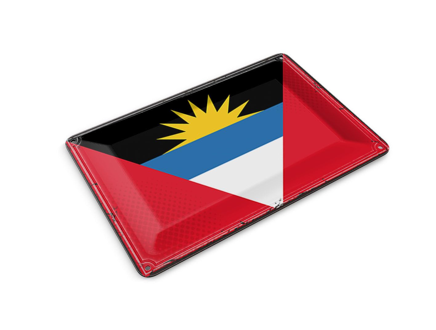 Femer Tin Postcard Antigua and Barbuda Flag 14 x 10 cm Retro Flag Decorative Sign