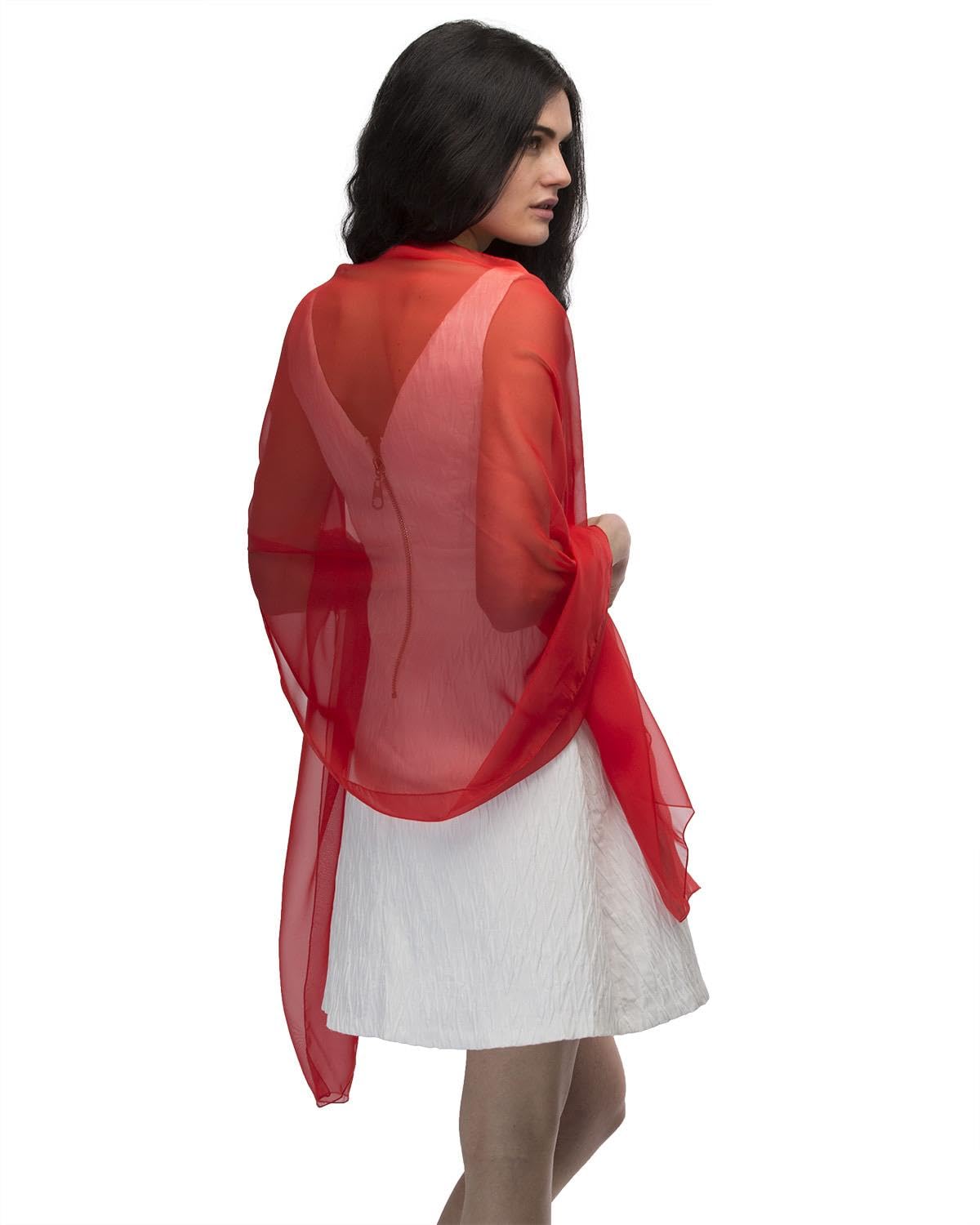 Basic Sense Large Plain Chiffon Shawl Scarf - Vibrant Sheer Accessory for Weddings and Evening Party, Red
