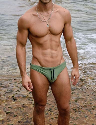 MIZOK Men's Swimwear Bikini Swimming Briefs Drawstring Swimsuits Board Surf Shorts Trunks4