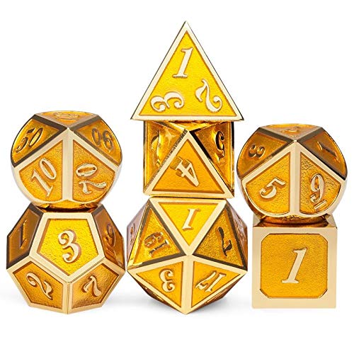 Dndnd Gold Metal Dice Set, 7 Pcs Glossy Metal Dungeons And Dragons Dice With Gift Metal Tin For Dice Collector Board Game Player #TOP10