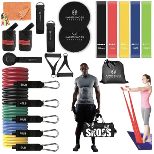 kames skoss prestige - Kit Bandes de résistance Sac de Sport, Bande de résistances 23PCS, Musculation Ensemble Bandes d'exercices, Bande élastique et l'entraînement à la résistance Cover