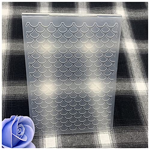 Carpeta Patrón de Diamante de Ventilador de Onda de Escala de Pescado Relieve, Usado for Scrapbook, álbum, diseño de Tarjeta, Carpeta Plegable en Relieve Molde Carpeta A4