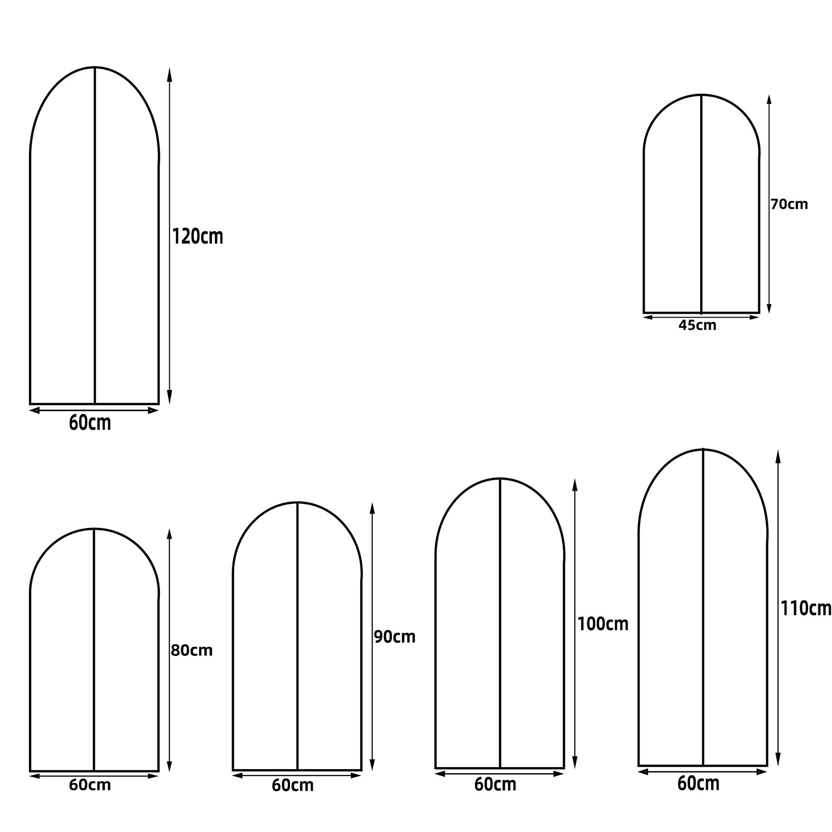 Copriabiti Antipolvere, 6 Sacchi Porta Abiti Traspiranti, Pieghevoli, Lavabili, Leggeri, for Cappotti e Giacche a Vento, Bianchi - 60x100cm(60 x 120cm)