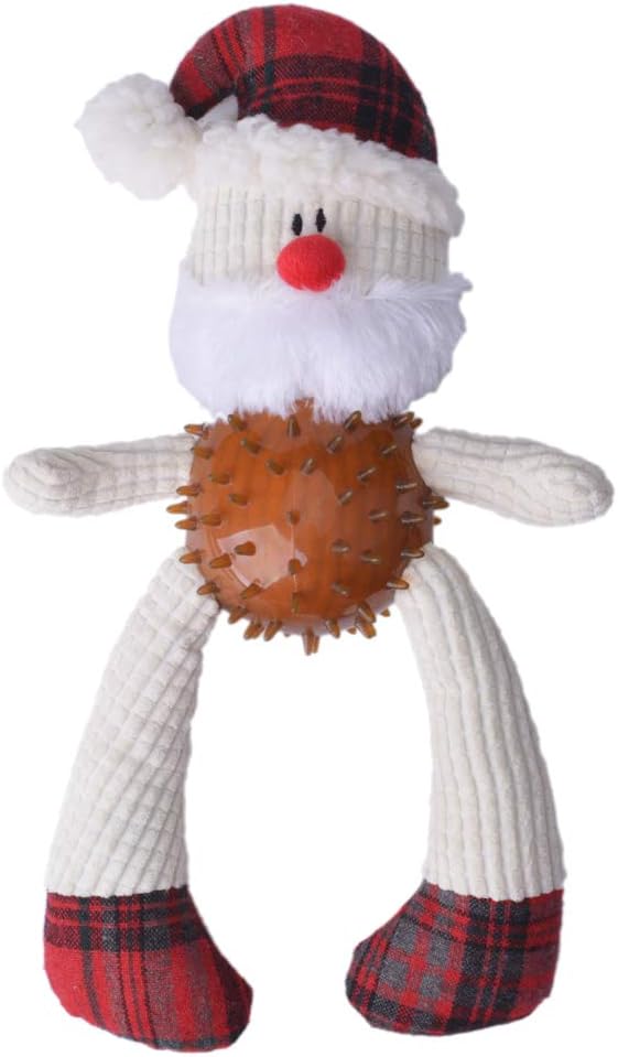 BINGPET Christmas Plush Dog Toys with Durable Chew Ball for Medium Small Dogs, Santa Claus