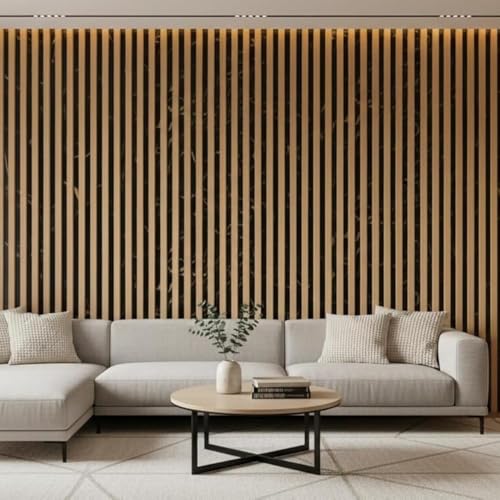 Image of Black & Gold Louver Wooden Wallpaper for Wall 45x300cm Self-Adhesive Waterproof PVC Wall Sticker for Living Room, Bedroom, TV Unit Background, Office, Hall & Home Interior Decoration