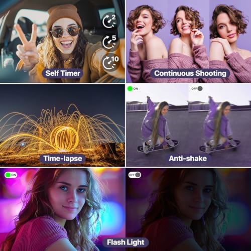 undefined 8K Digital Cameras for Photography with WiFi,Autofocus 88MP Vlogging Camera for YouTube with Dual-Lens,16X Digital Zoom Point and Shoot Camera,3.2''Touch Screen, Anti-Shake,2 Batteries &Charging Stand の商品画像 7