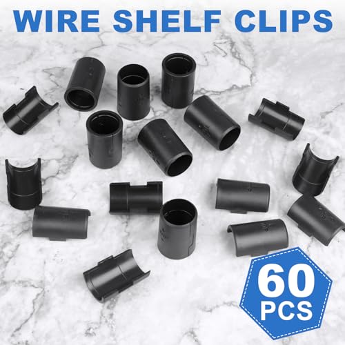 Image of 60PCS Wire Shelf Clips, Wire Rack Lock Clip for 1 inch Post, 30 Pairs of Plastic Shelf Clips for Metal Shelving Sleeves System Replacements, for All Kinds of Shelving, Split Sleeve Lock Metal Shelf