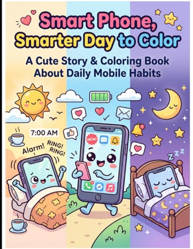 Smart Phone, Smarter Day to Color Volume 1: A Cute Story & Coloring Book About Daily Mobile Habits image 2
