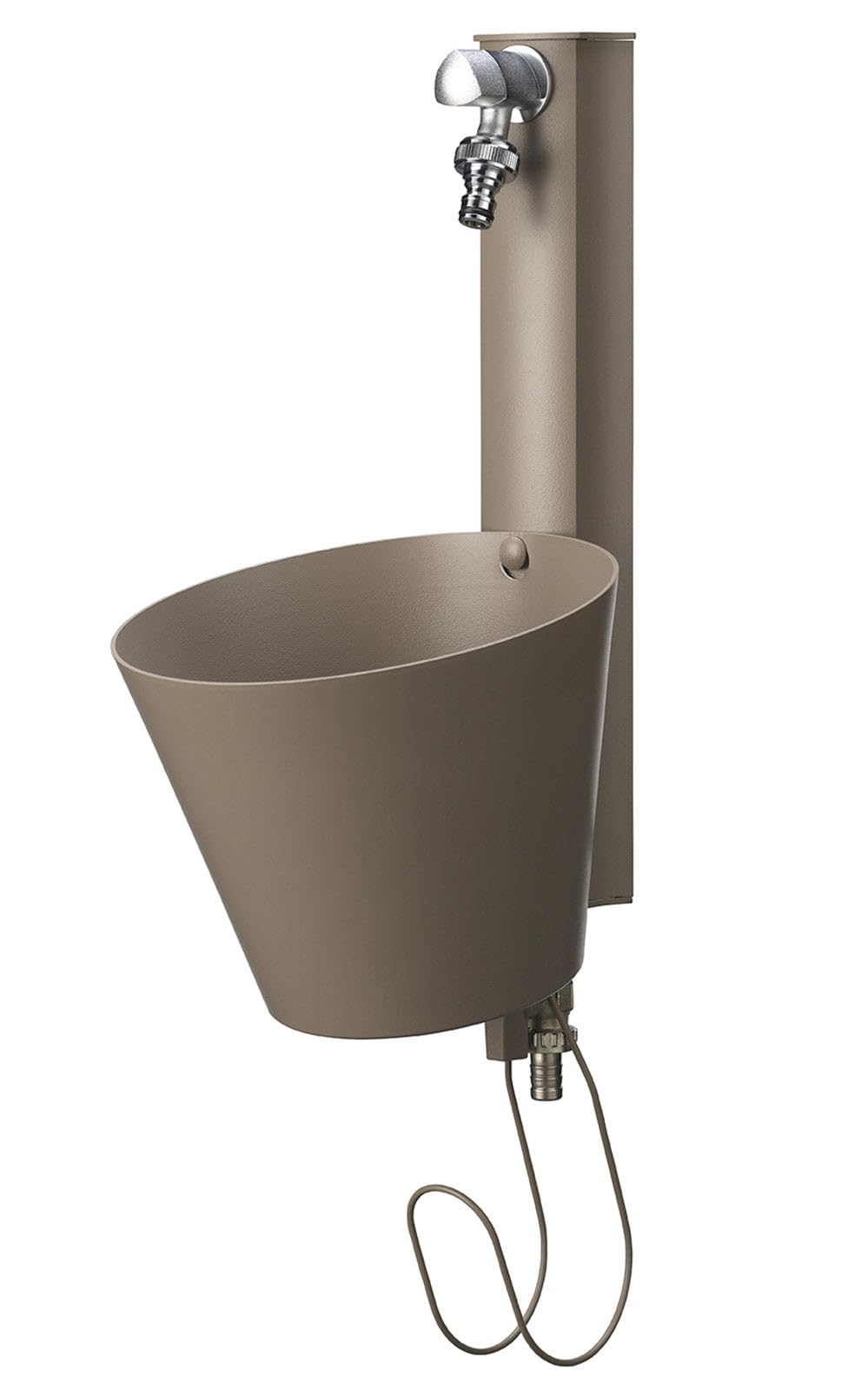 Wandbrunnen für den Garten mit Doppelhahn, 49 x 23 x 26,6 cm, belfer 42/PRS, Taupe