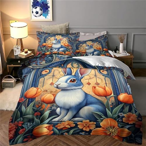 Housse de couette hypoallergénique grand lit 260x220 lapin 3D - 6
