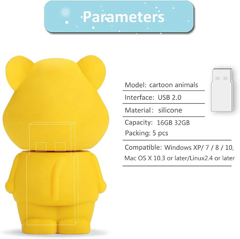 BORLTER CLAMP 16GB USB Pendrive 5 db Aranyos Állat Minta Ajándék Diákoknak - 16GB*5 Pattern-B