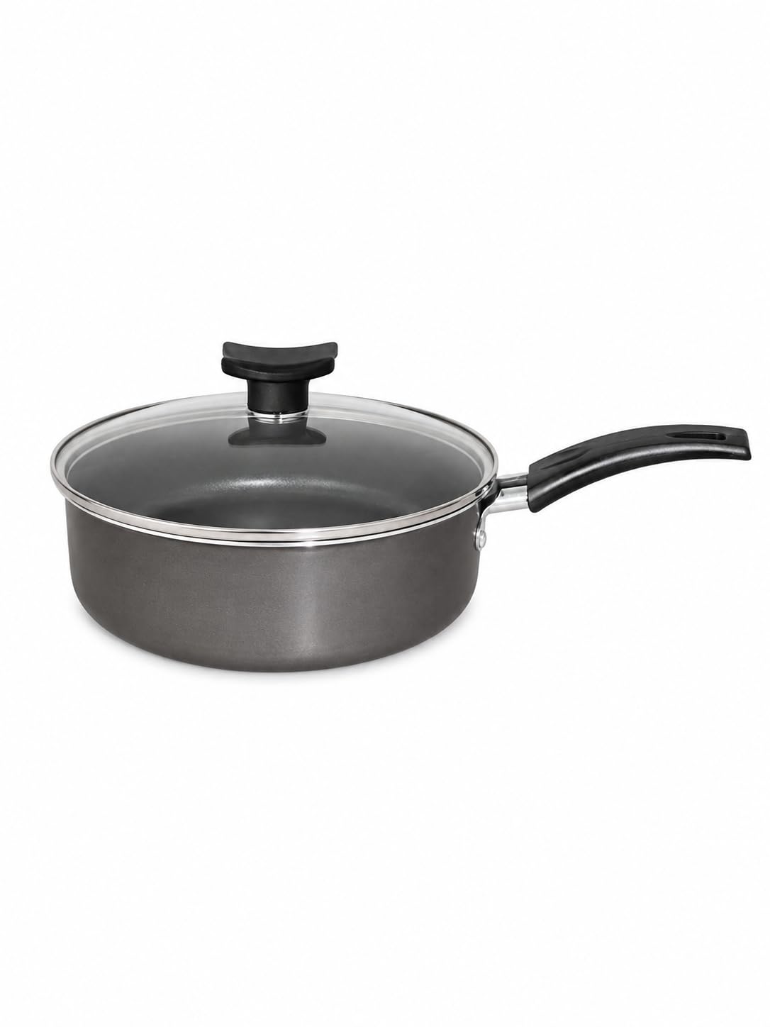 Frigideira Alta Antiaderente 20,22 e 24cm, Preto, Teflon, Com Tampa (20)
