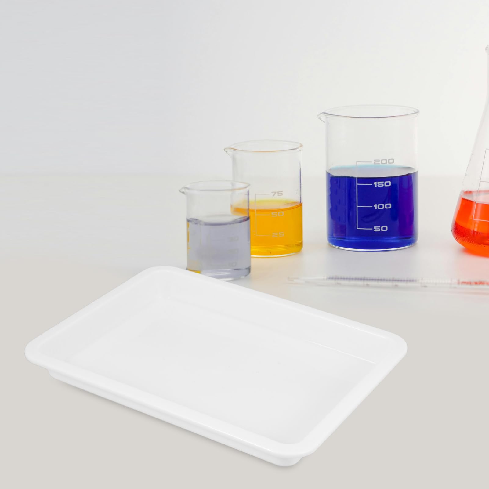 CHILDWEET 3pcs Plastic Tray Laboratory Plate Reagent Plate Chemical Experiment Tray Lab Utility Tray Dissection Pan Laboratory Square Plate Labs Dissection Tray Laboratory Storage Tray White