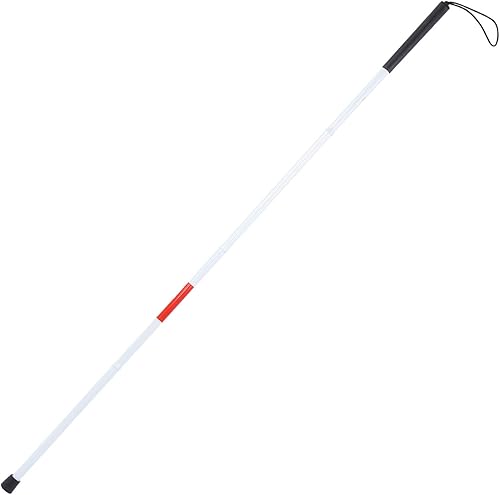 Bastón blanco para ceguera, bastones blancos para ciegos, bastón plegable reflectante blanco y rojo para personas con discapacidad visual ciega
