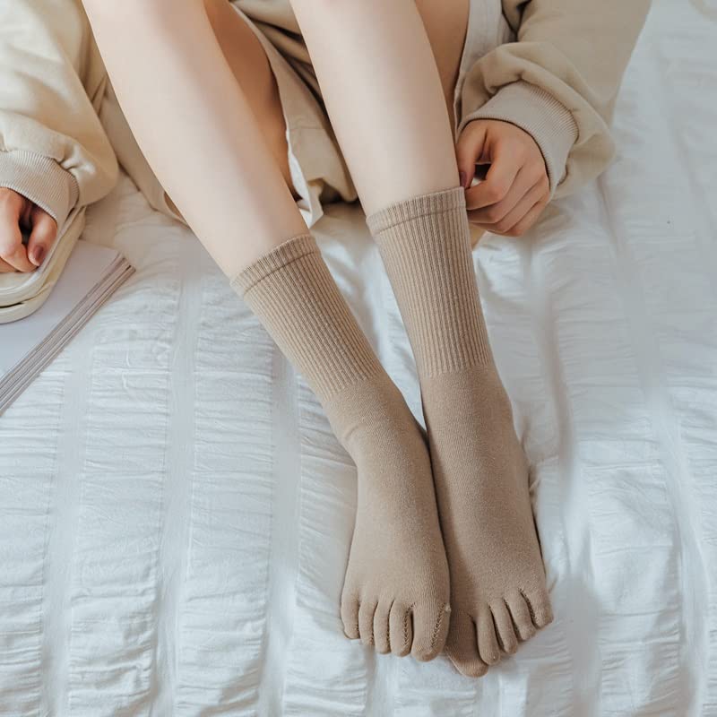 Five Finger Socks Female Cute Middle Tube Split Toe Socks Spring and Thin Everything Casual Pile Socks(C)3